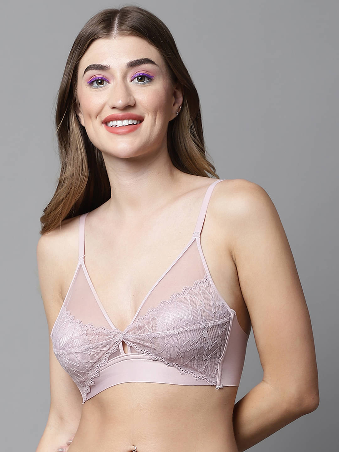     			PrettyCat Lace Lightly Padded Women's T-Shirt Bra ( Pink )