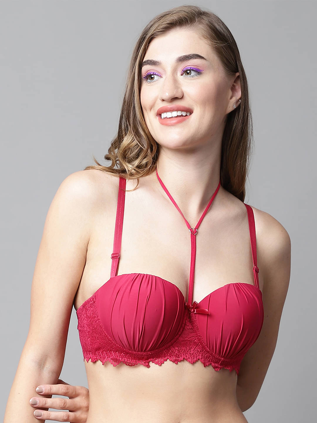 PrettyCat Polyester Heavily Padded Women's Balconette Bra ( Red ) PrettyCat Polyester Heavily Padded Women's Balconette Bra ( Red )