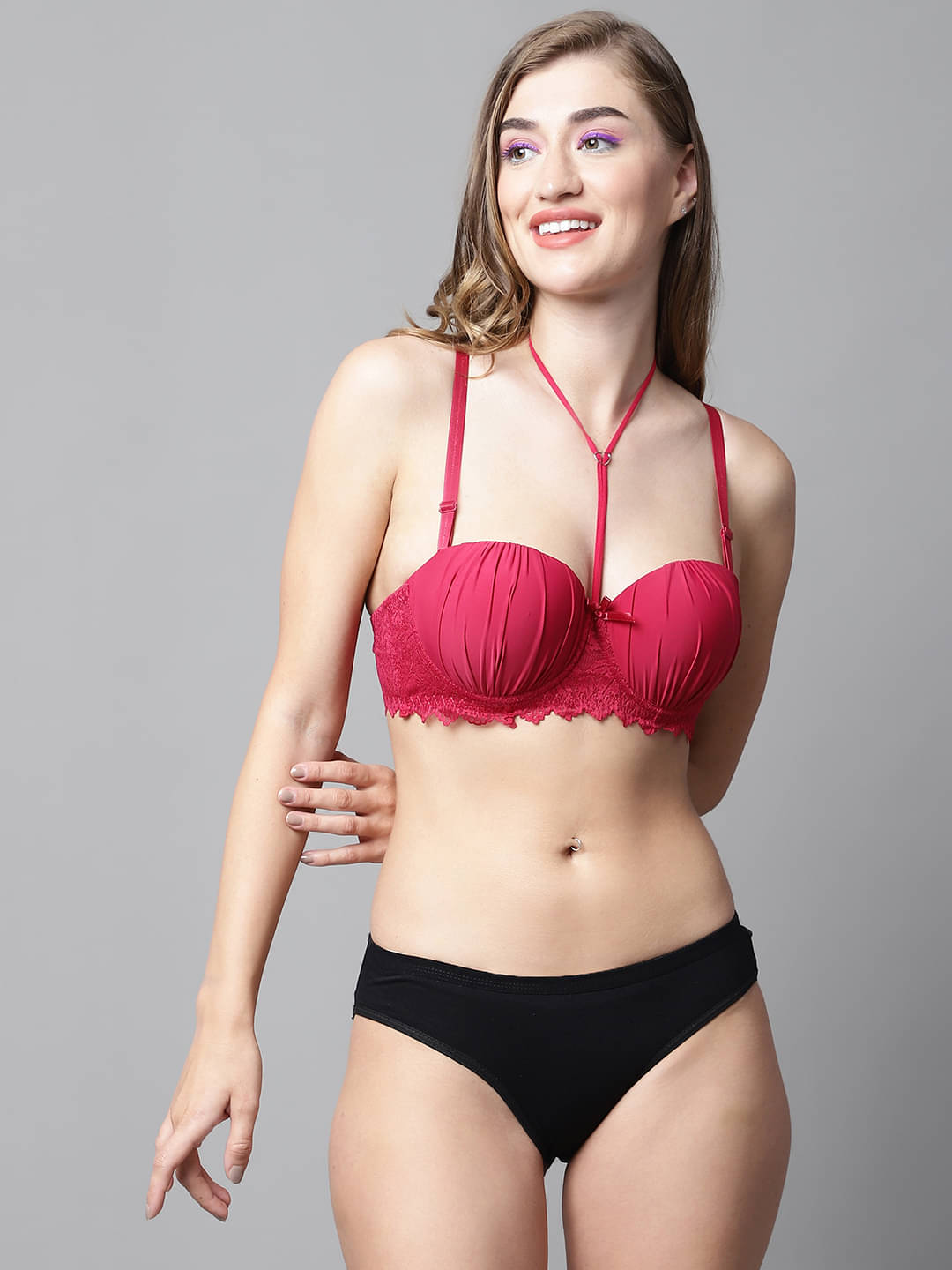 PrettyCat Polyester Women's Bra & Panty Set ( Red )     			PrettyCat Polyester Women's Bra & Panty Set ( Red )