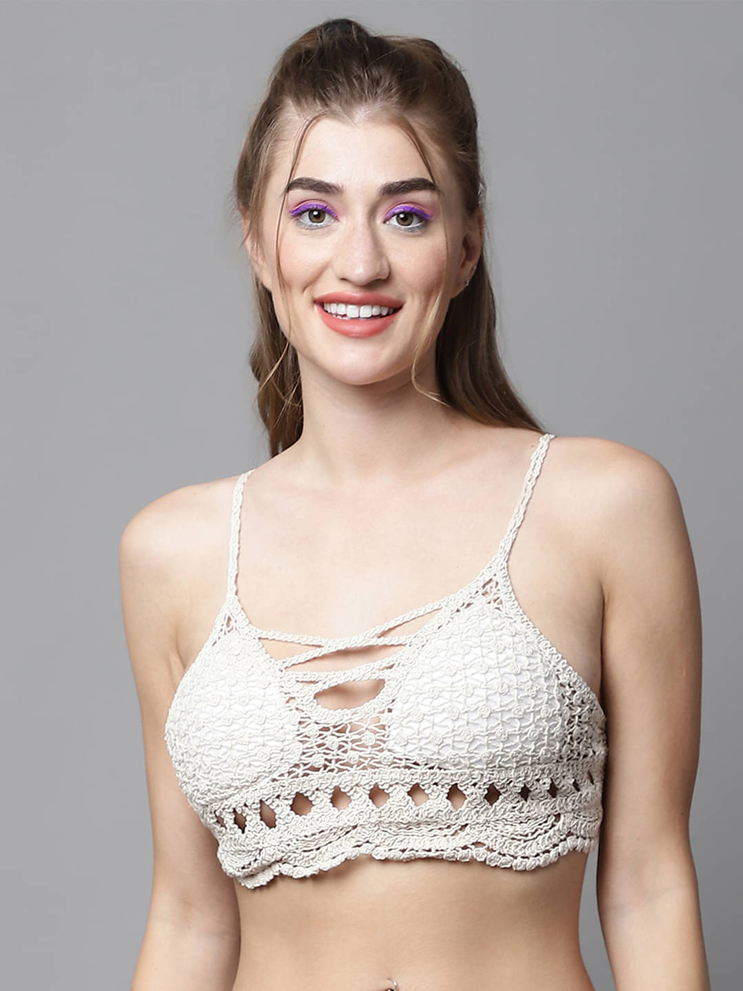 PrettyCat Cotton Lightly Padded Women's Bralette Bra ( White ) PrettyCat Cotton Lightly Padded Women's Bralette Bra ( White )