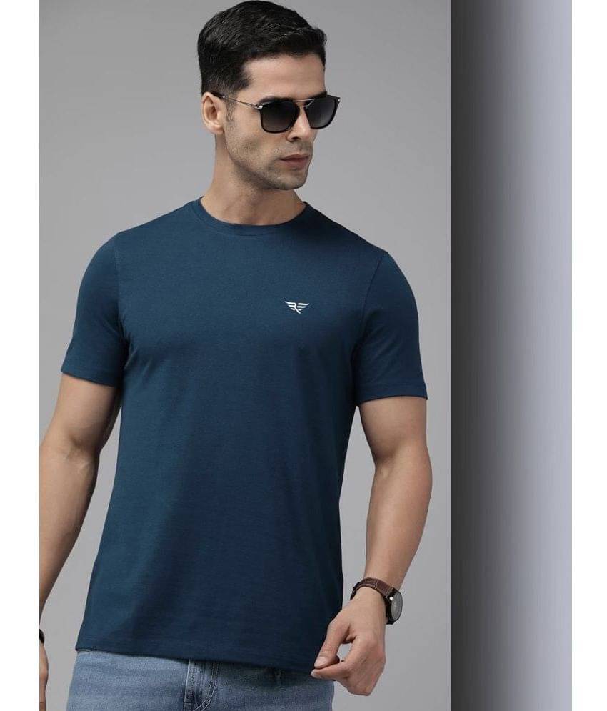     			Riss Pack of 1 Cotton Blend Regular Fit Men's T-Shirt ( Teal Blue )