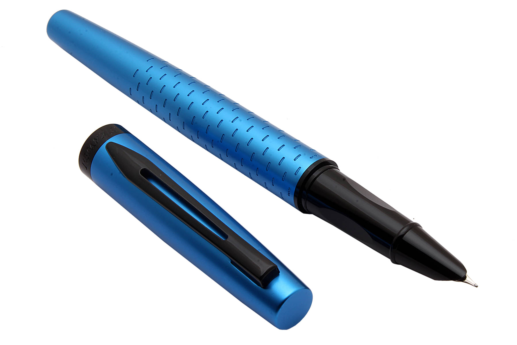     			Srpc Dikawen 8076 Imperial Blue Metal Body Fountain Pen Black Trims Hooded Fine Nib