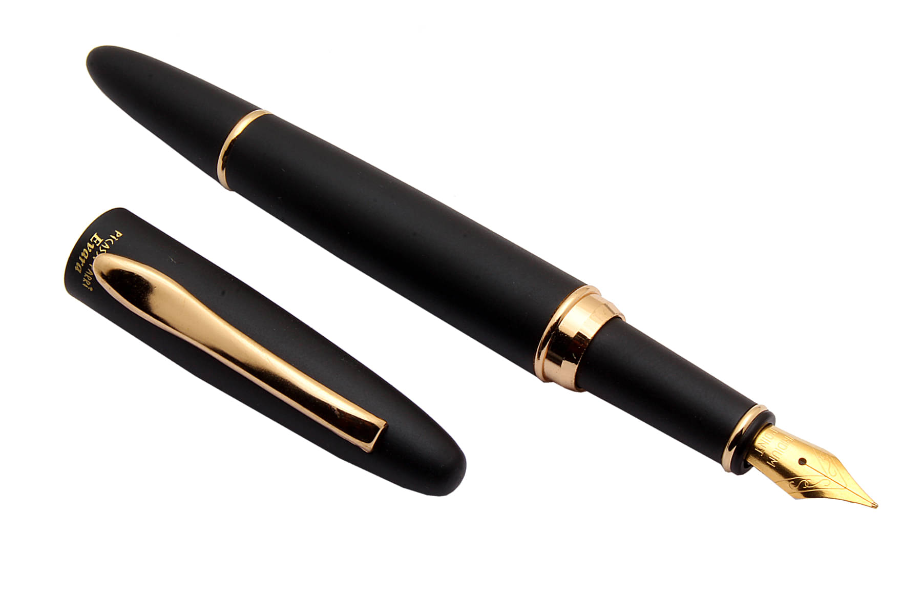     			Srpc Evara Matte Black Metal Body Fountain Pen Golden Trims