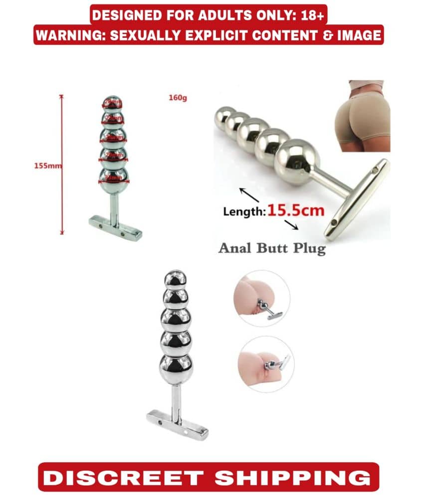 T-Handle Tower Stainless Steel 5 Anal Beads Butt Plug Sex Toy For Men Women By Kamahouse