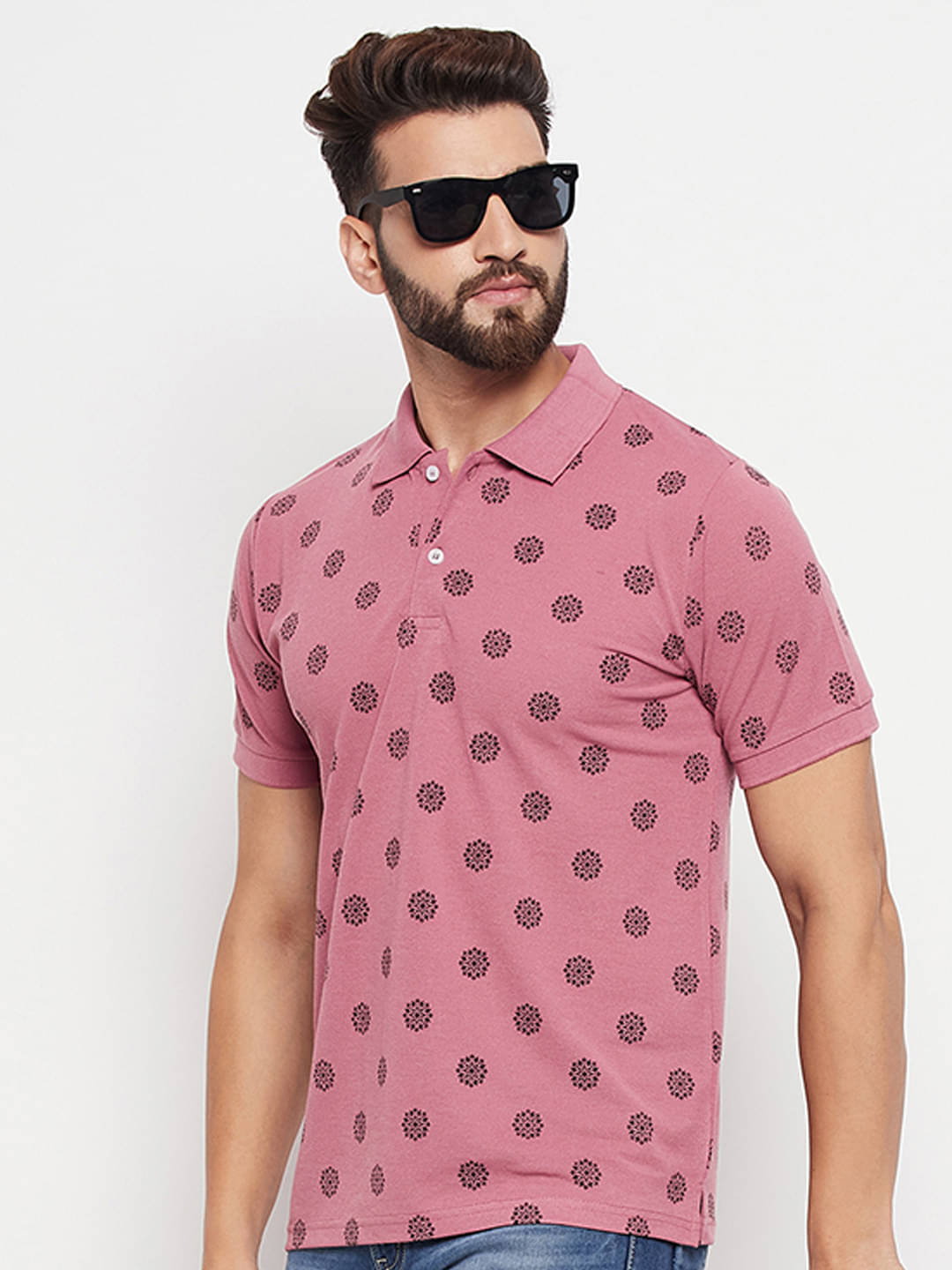     			VERO AMORE Pack of 1 Cotton Blend Regular Fit Printed Half Sleeves Men's Polo T Shirt ( Peach )