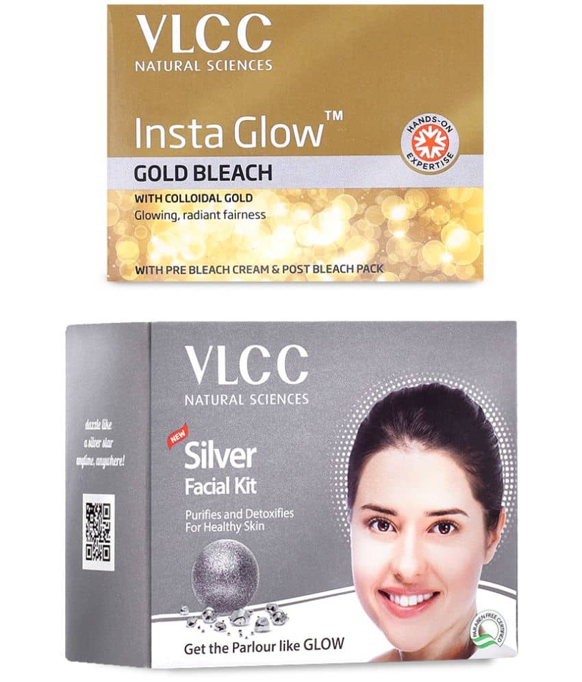 Vlcc Silver Facial Kit ,60G & Instaglowgold Bleach ,30G(Pack Of 2)