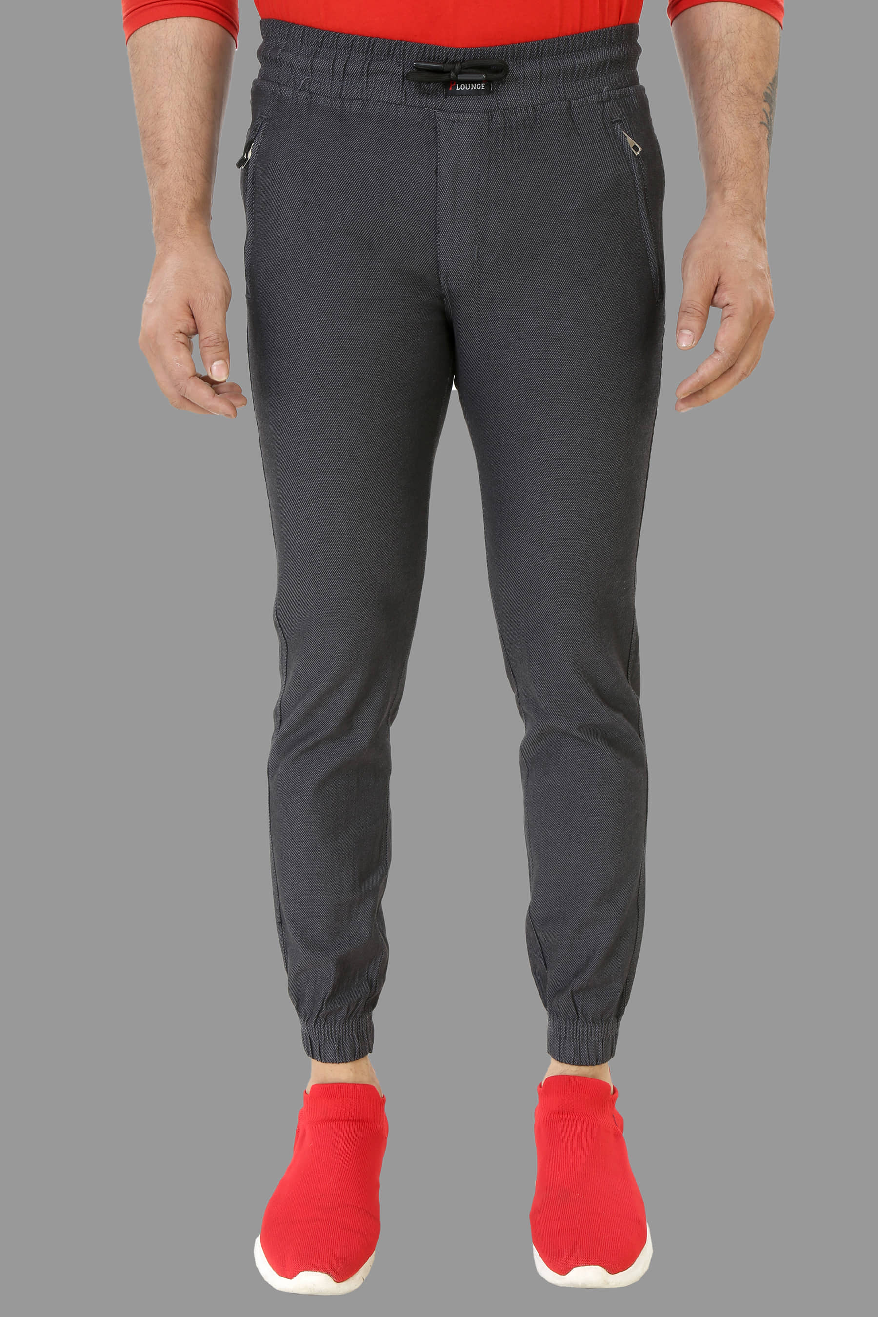 plounge Dark Grey Slim Joggers ( Pack of 1 ) - Trousers | Buy online on ZillyBuy