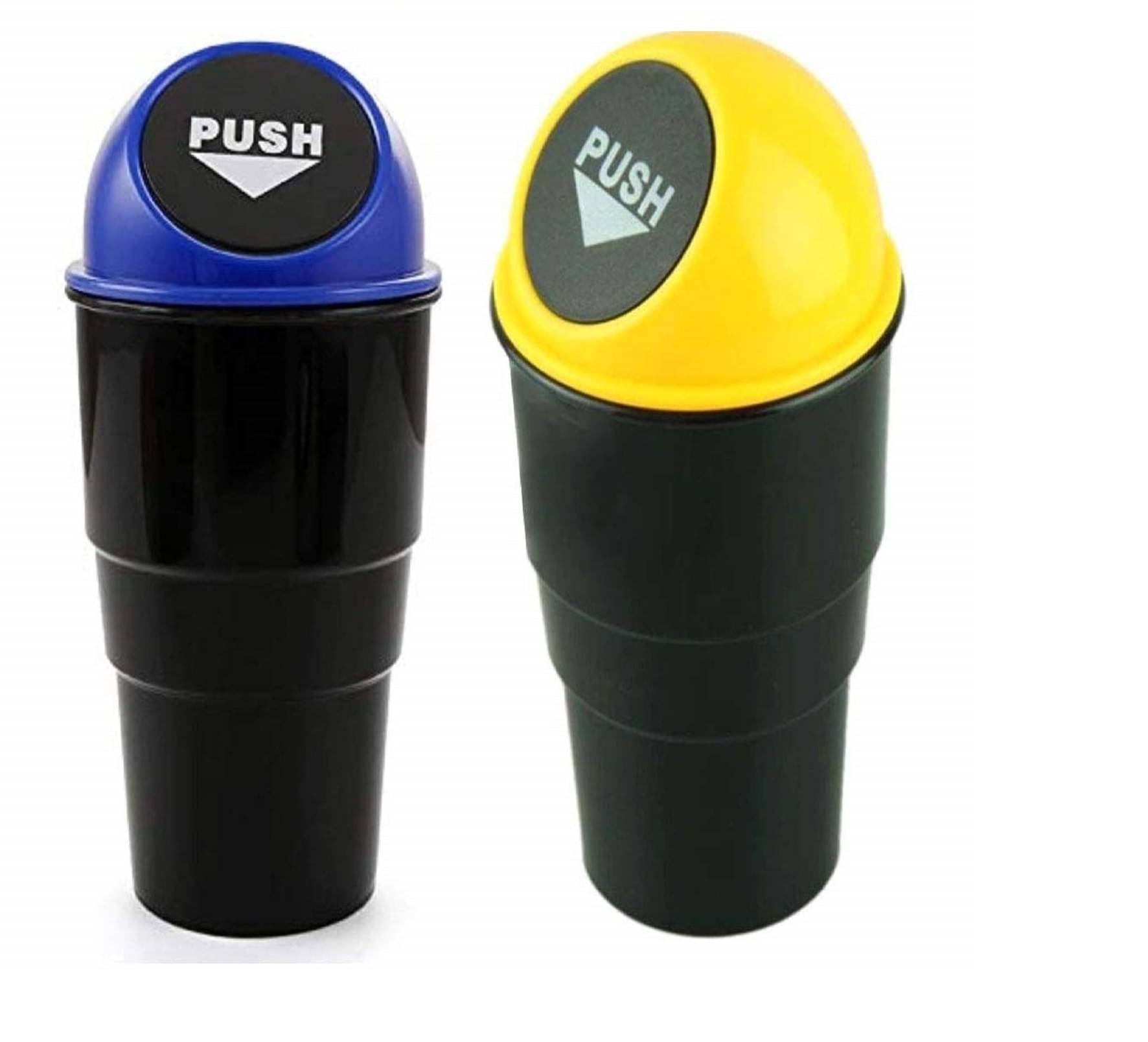Mini Car Plastic Swing-Lid Trash Bin Can Holder Dustbin (Pack of 2) Mini Car Plastic Swing-Lid Trash Bin Can Holder Dustbin (Pack of 2)