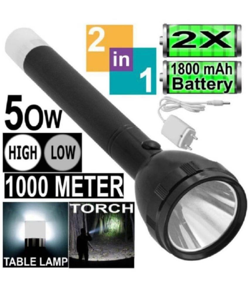 1000 Meter 2Mode Long Beam Chargeable Waterproof LED Table Lamp 50W Flashlight - 50W Rechargeable Flashlight Torch (Pack of 1) 1000 Meter 2Mode Long Beam Chargeable Waterproof LED Table Lamp 50W Flashlight - 50W Rechargeable Flashlight Torch (Pack of 1)
