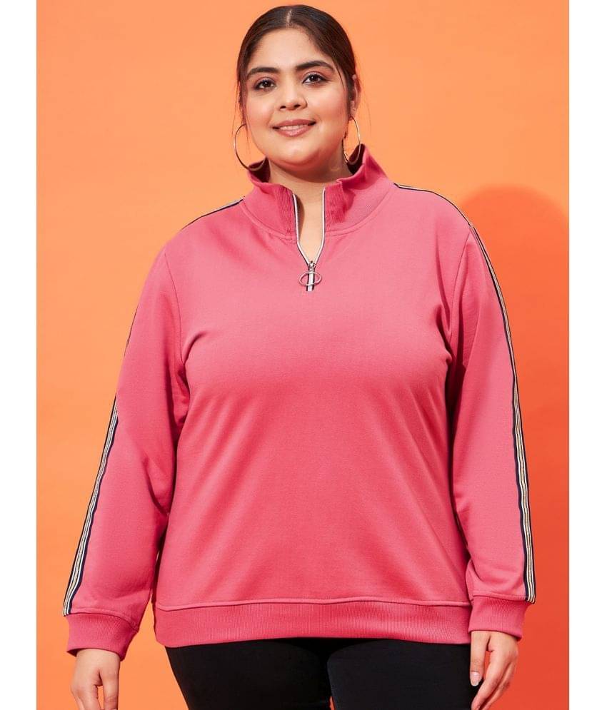     			AUSTIVO Women Fleece High Neck Sweatshirt ( Pink )