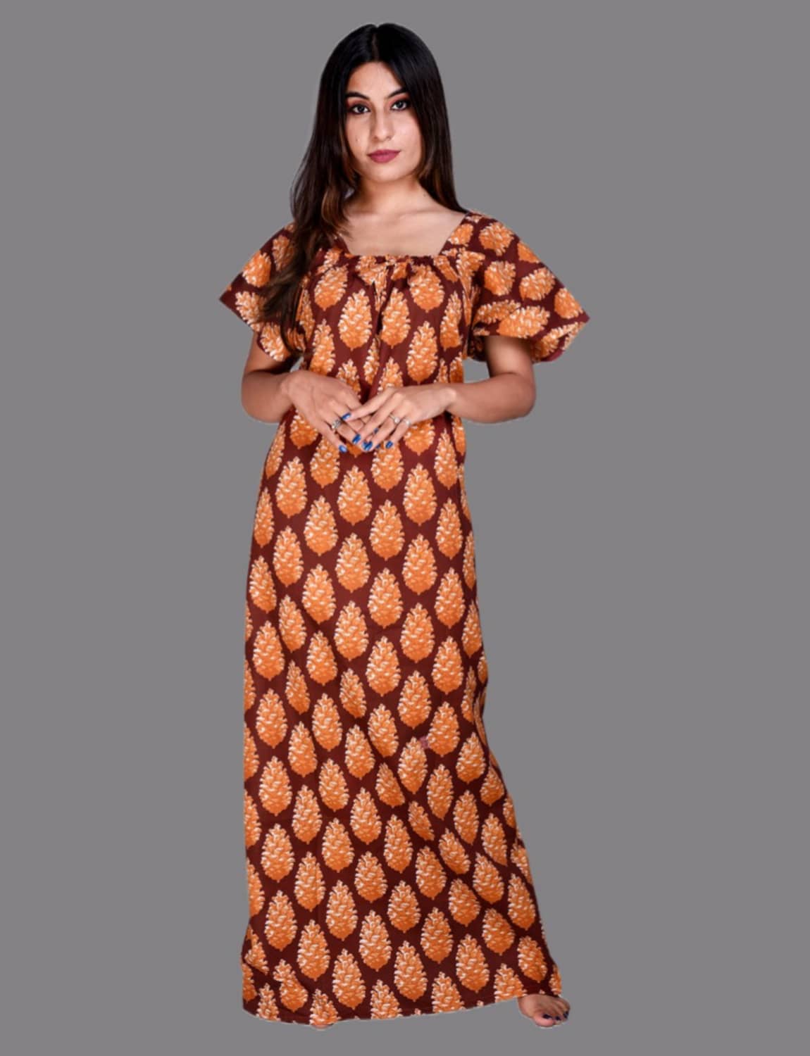 Apratim - Maroon Cotton Women's Nightwear Nighty & Night Gowns ( Pack of 1 ) - Nightwear & Loungewear | Buy online on ZillyBuy