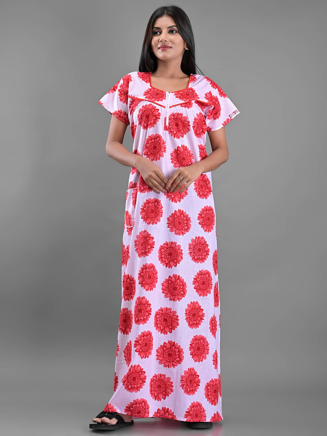 Apratim - Orange Cotton Women's Nightwear Nighty & Night Gowns ( Pack of 1 ) Apratim - Orange Cotton Women's Nightwear Nighty & Night Gowns ( Pack of 1 )