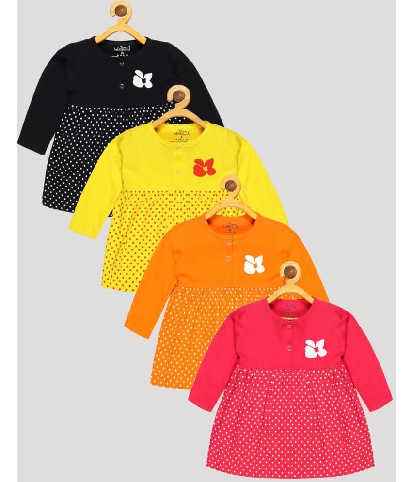 Babeezworld Pack of 4 Baby Girls Cotton Dress ( Multi )
