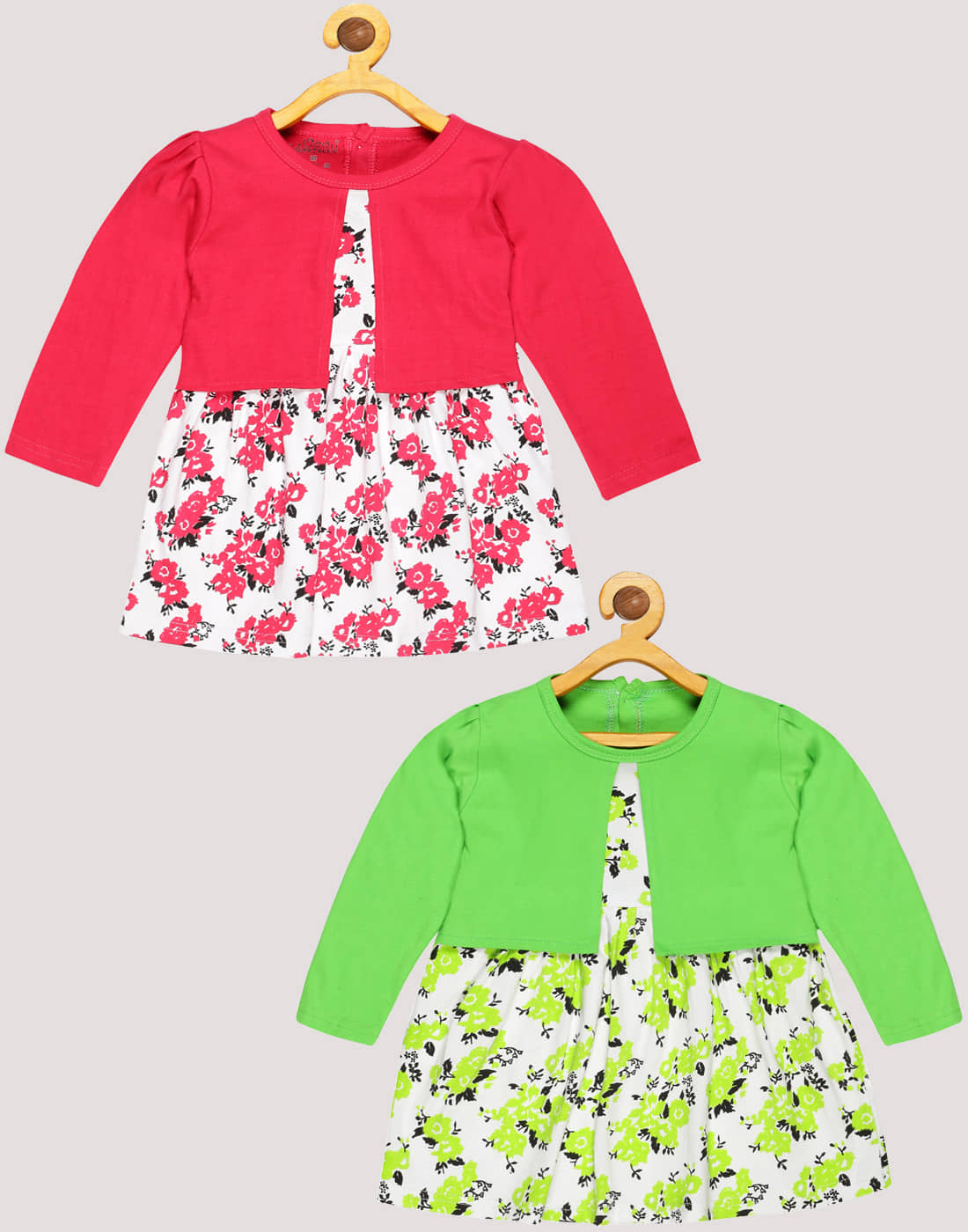 Babeezworld Cotton Frock For Girls ( Pack of 2 , Multi )