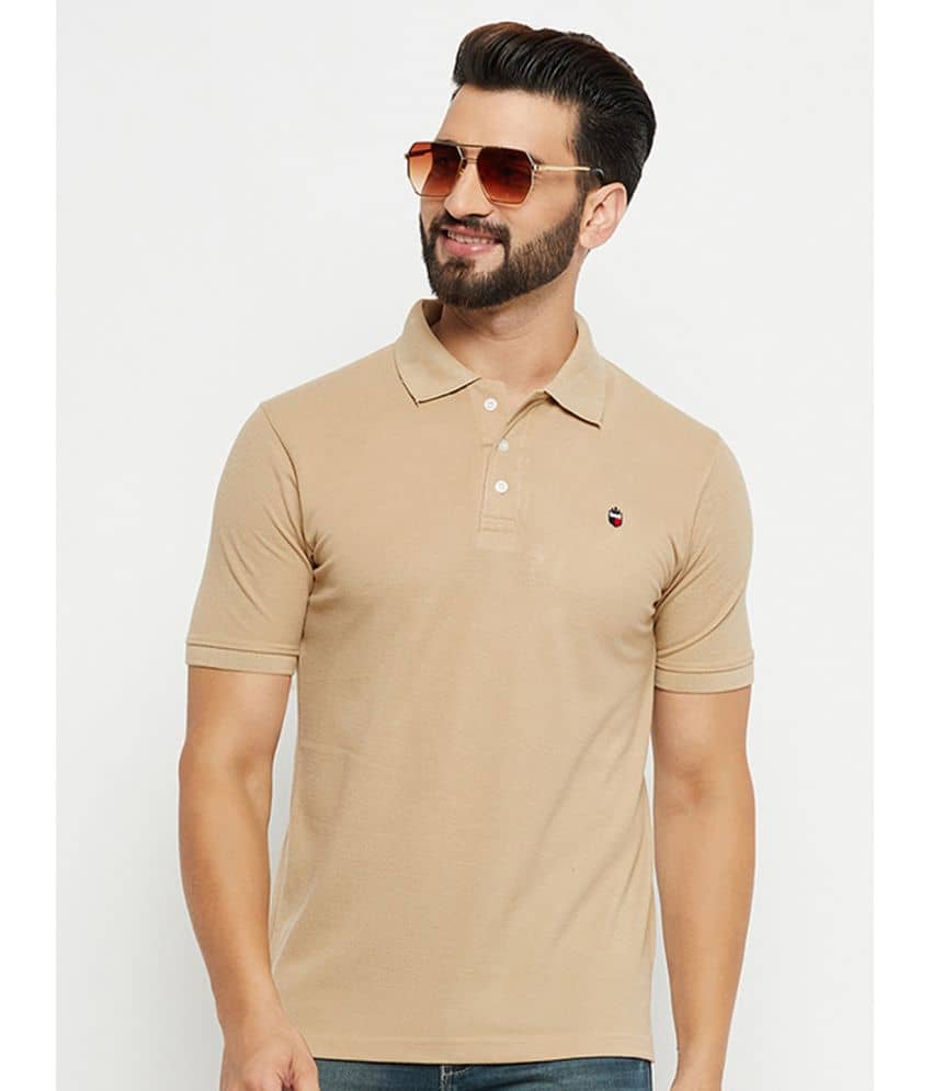 Emerald Pack of 1 Cotton Blend Regular Fit Solid Half Sleeves Men's Polo T Shirt ( Beige )