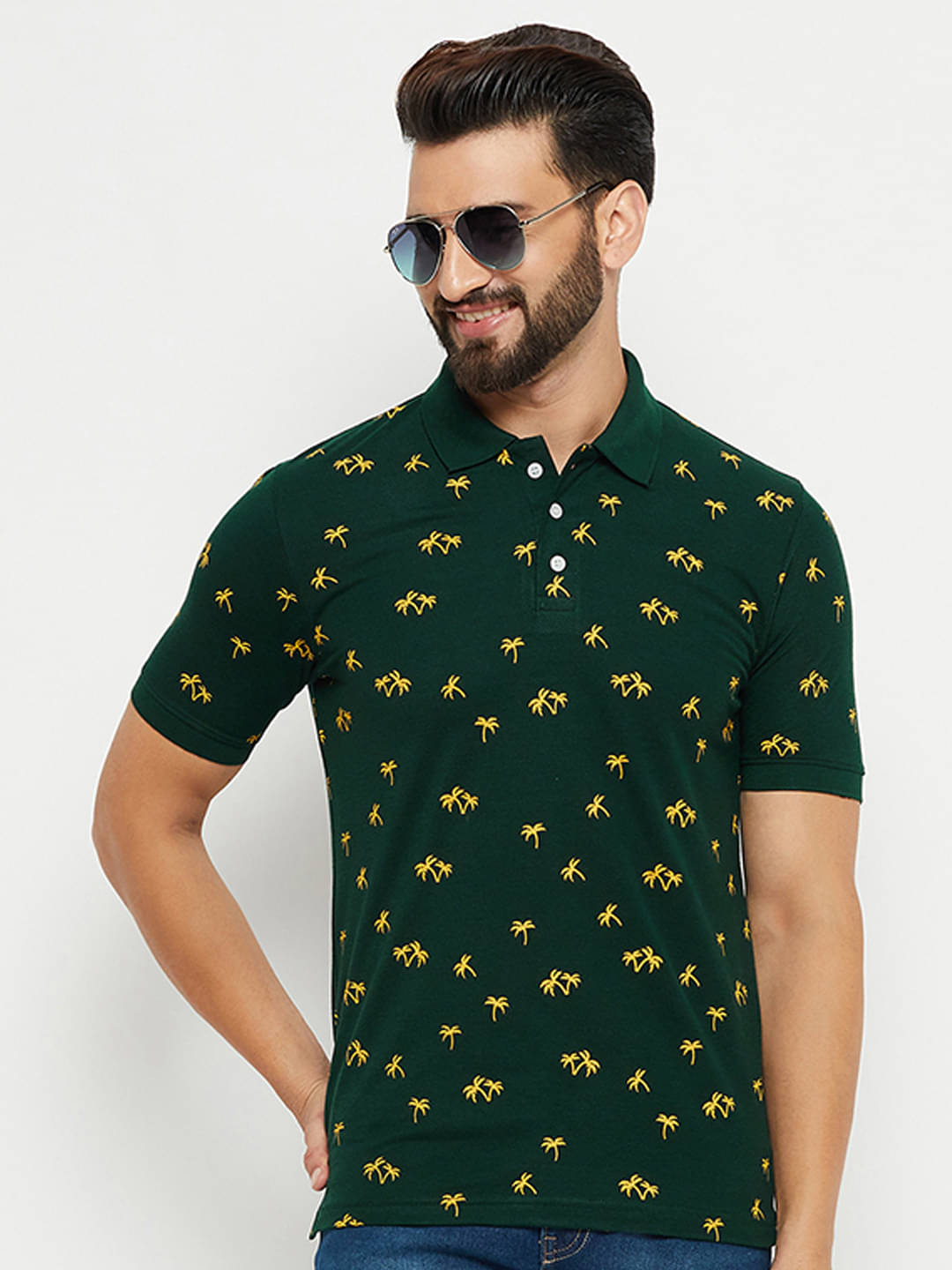 Emerald Pack of 1 Cotton Blend Regular Fit Printed Half Sleeves Men's Polo T Shirt ( Green ) Emerald Pack of 1 Cotton Blend Regular Fit Printed Half Sleeves Men's Polo T Shirt ( Green )