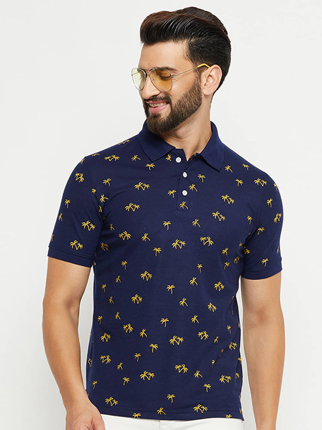 Emerald - Navy Cotton Blend Regular Fit Men's Polo T Shirt ( Pack of 1 )