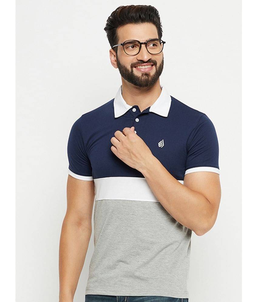     			Emerald Pack of 1 Cotton Blend Regular Fit Colorblock Half Sleeves Men's Polo T Shirt ( Navy )