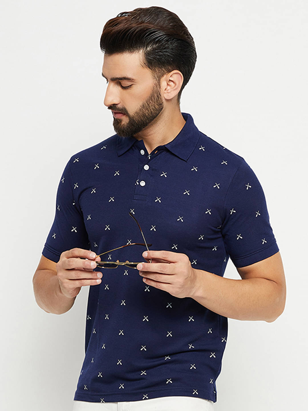     			Emerald - Navy Cotton Blend Regular Fit Men's Polo T Shirt ( Pack of 1 )