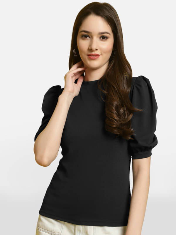     			Fabflee Women's Polyester Regular Top ( Black )