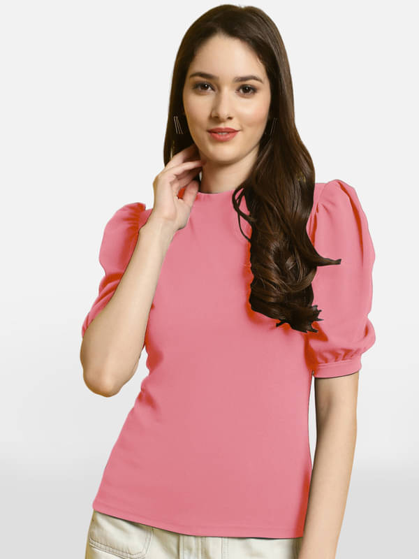 Fabflee Women's Polyester Regular Top ( Pink ) Fabflee Women's Polyester Regular Top ( Pink )