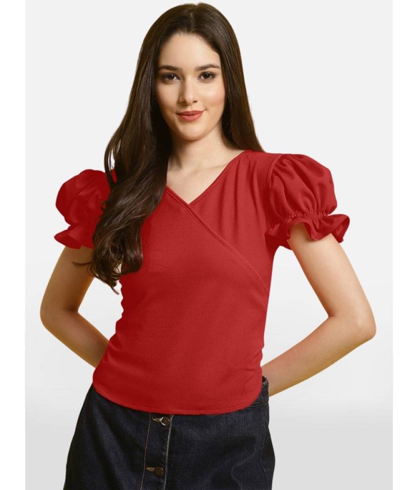 Fabflee Women's Polyester Regular Top ( Red )     			Fabflee Women's Polyester Regular Top ( Red )