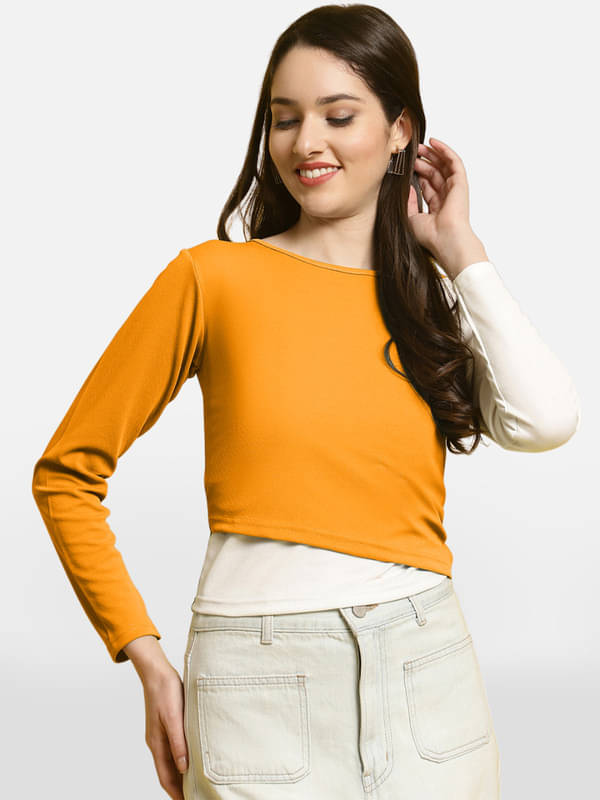 Fabflee Women's Polyester Regular Top ( Yellow ) Fabflee Women's Polyester Regular Top ( Yellow )