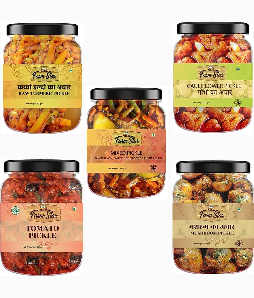 Farm Star Tasty & Spicy- Fruit & Vegetable Pickle 2.4 kg Pack of 5