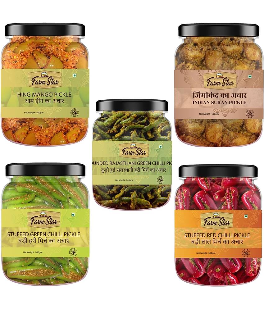 Farm Star -Tasty & Spicy Fruit & Vegetable Pickle 2.5 kg Pack of 5
