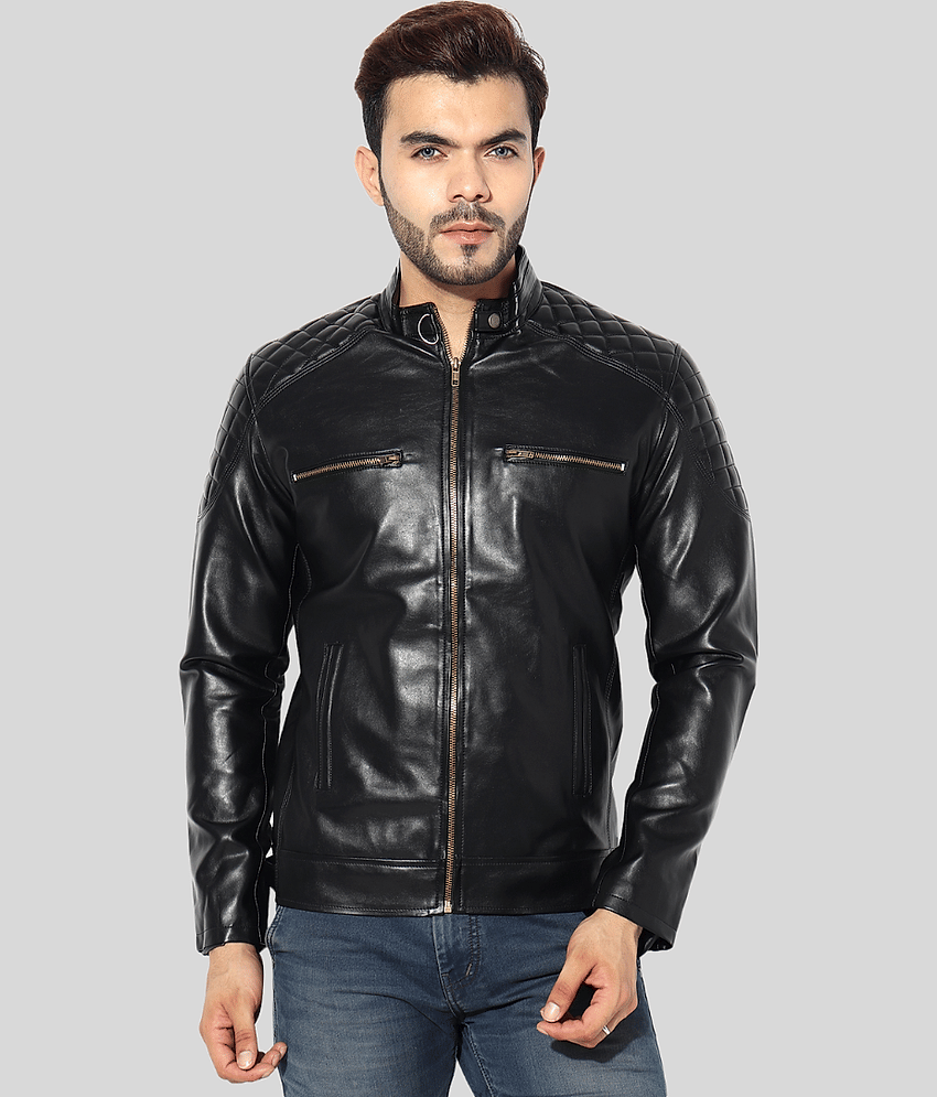 GARMADIAN - Black PU Leather Slim Fit Men's Leather Jacket ( Pack of 1 )