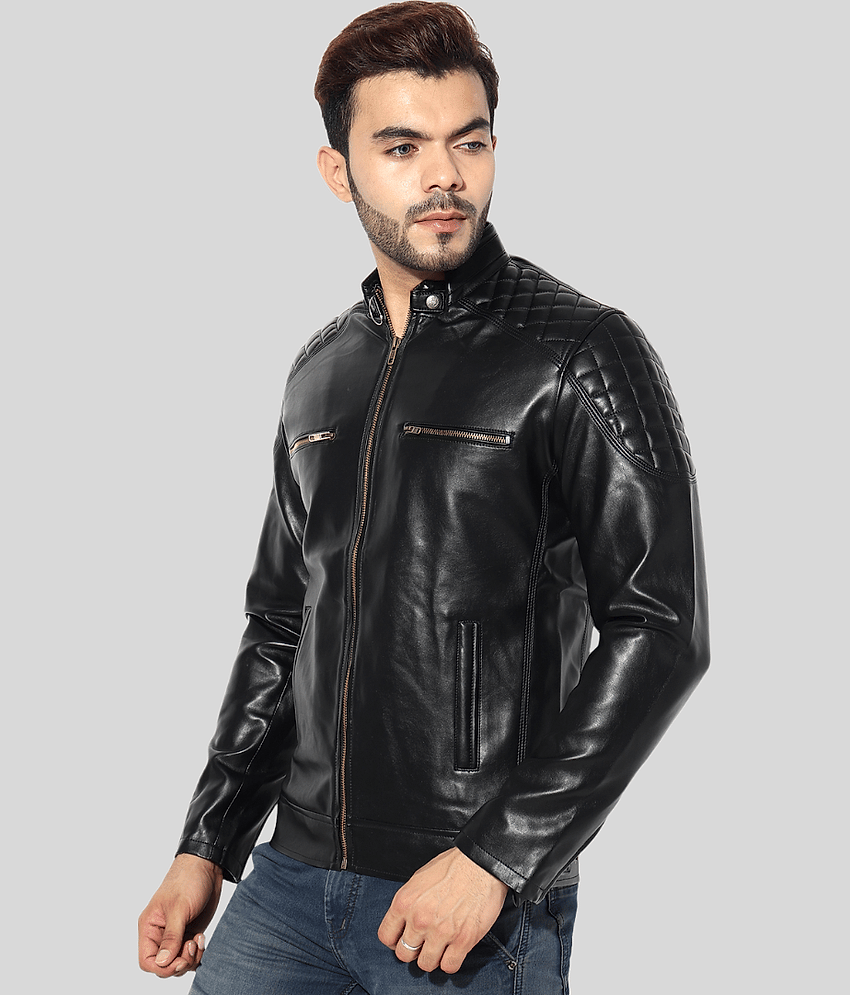 GARMADIAN - Black PU Leather Slim Fit Men's Leather Jacket ( Pack of 1 )