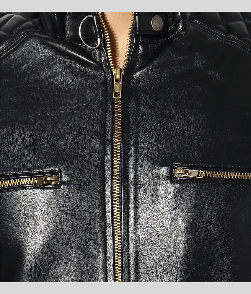 GARMADIAN - Black PU Leather Slim Fit Men's Leather Jacket ( Pack of 1 )