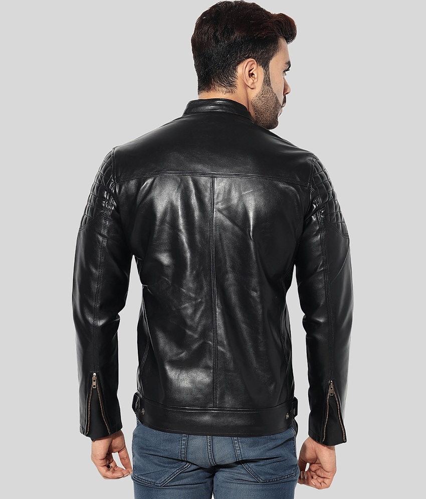 GARMADIAN - Black PU Leather Slim Fit Men's Leather Jacket ( Pack of 1 )