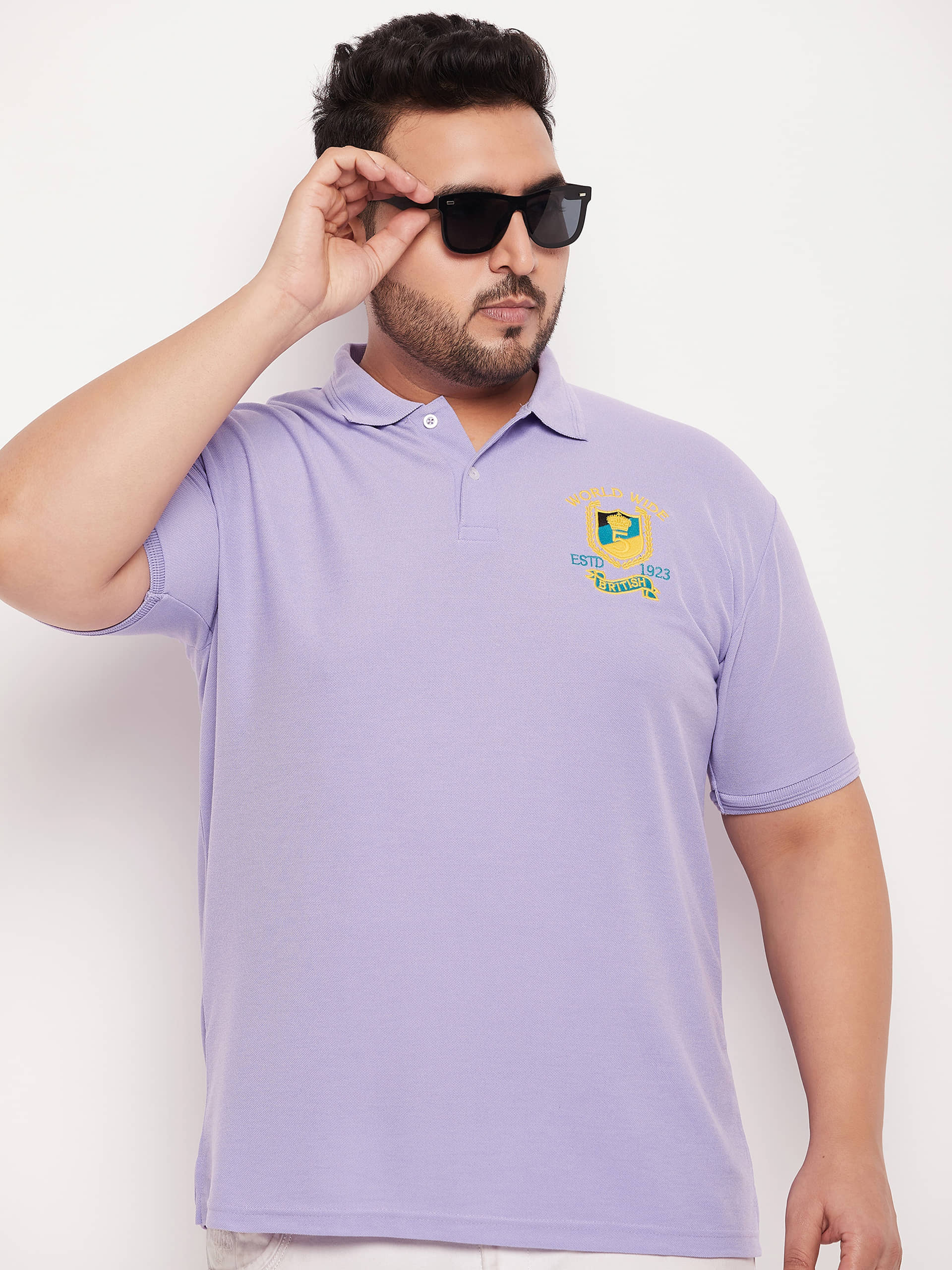 GET GOLF Pack of 1 Cotton Blend Regular Fit Solid Half Sleeves Men's Polo T Shirt ( Lavender )