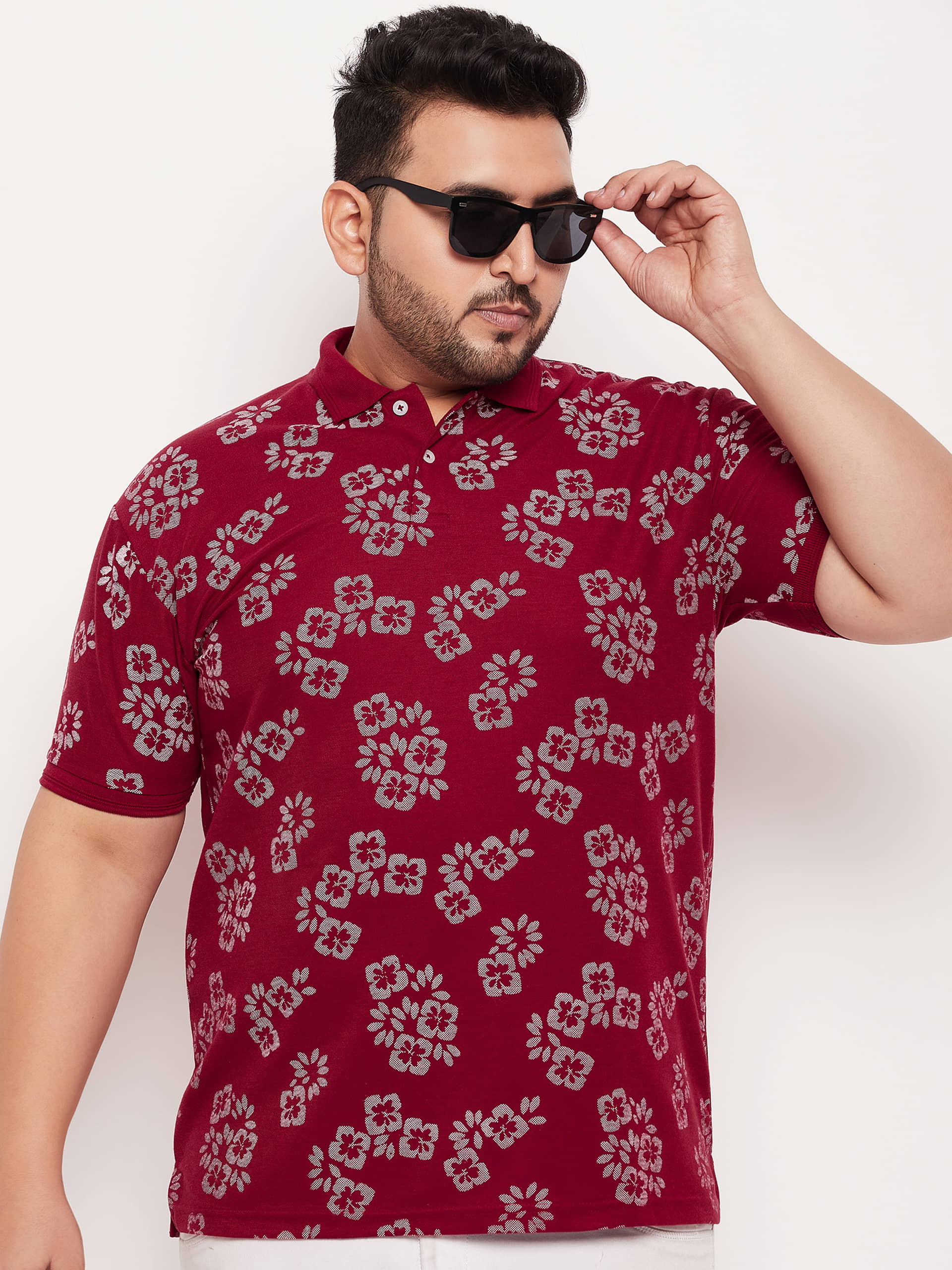 GET GOLF Pack of 1 Cotton Blend Regular Fit Printed Half Sleeves Men's Polo T Shirt ( Maroon )