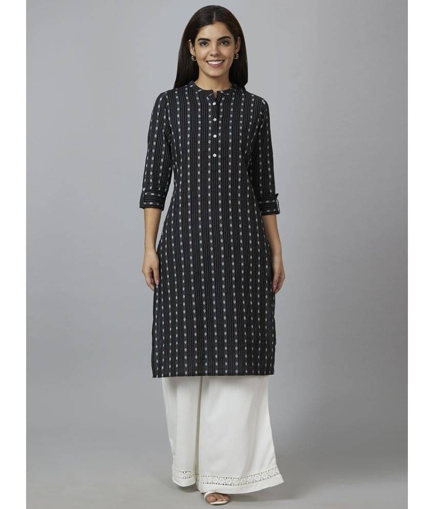     			Globus - Black Cotton Women's Straight Kurti ( Pack of 1 )