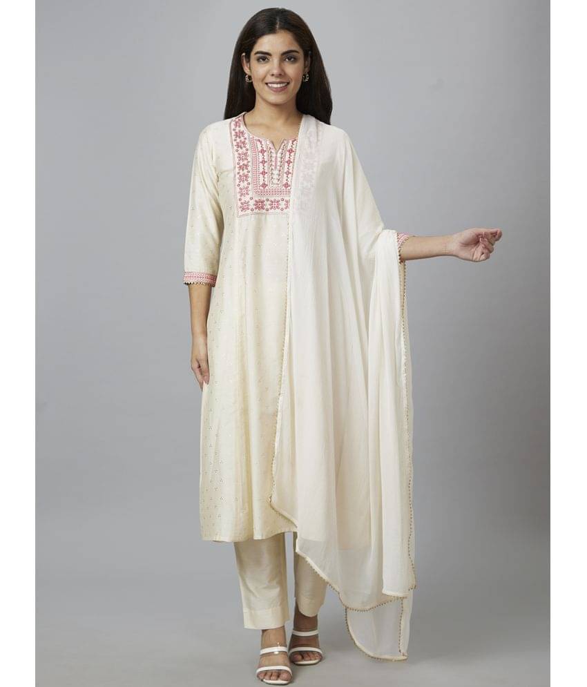 Globus - Off White A-line Viscose Women's Stitched Salwar Suit ( Pack of 1 )     			Globus - Off White A-line Viscose Women's Stitched Salwar Suit ( Pack of 1 )