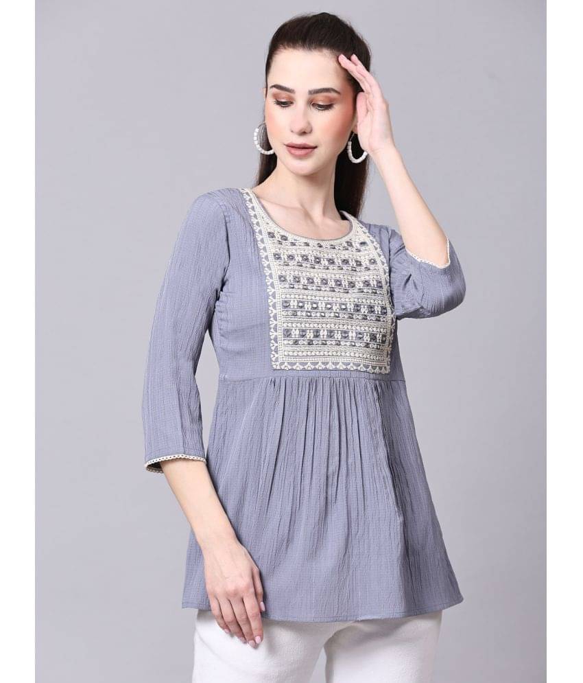     			Glomee Women's Polyester Regular Top ( Grey )