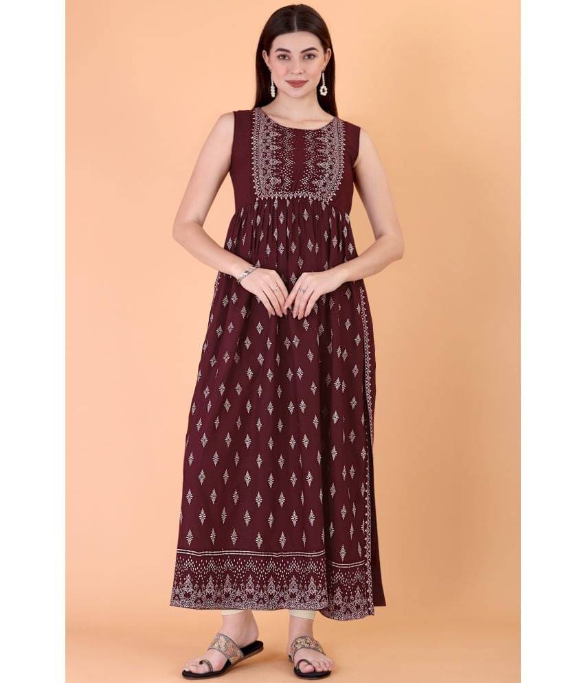     			Glomee - Mauve Rayon Women's Straight Kurti ( Pack of 1 )
