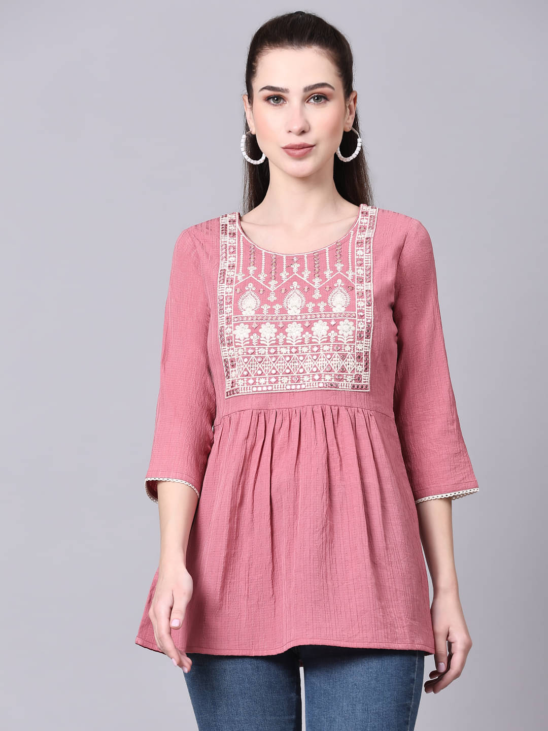     			Glomee Women's Polyester Regular Top ( Pink )