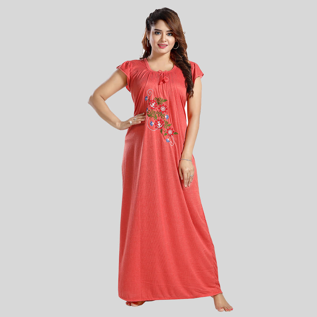 Gutthi - Orange Hosiery Women's Nightwear Nighty & Night Gowns ( Pack of 1 ) - Nightwear & Loungewear | Buy online on ZillyBuy