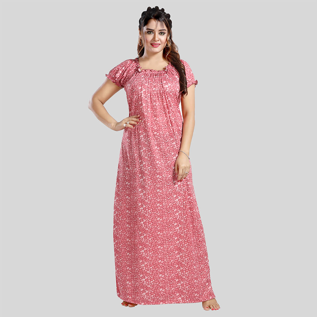 Gutthi - Pink Hosiery Women's Nightwear Nighty & Night Gowns ( Pack of 1 ) - Nightwear & Loungewear | Buy online on ZillyBuy