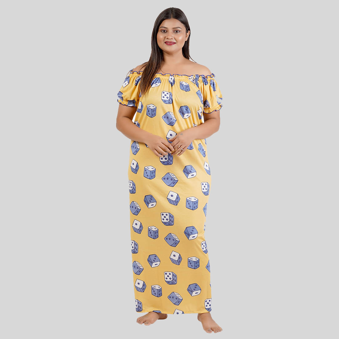 Gutthi - Yellow Hosiery Women's Nightwear Nighty & Night Gowns ( Pack of 1 ) Gutthi - Yellow Hosiery Women's Nightwear Nighty & Night Gowns ( Pack of 1 )