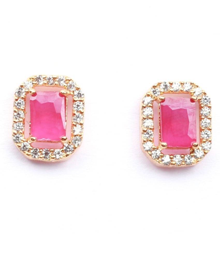     			Jewels Corner - Red Stud Earrings ( Pack of 1 )