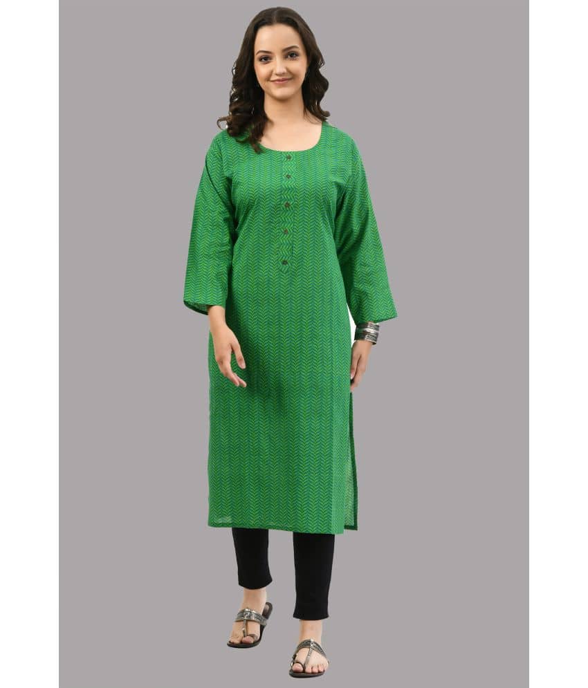 MAURYA 100% Cotton Printed Straight Women's Kurti - Green ( Pack of 1 ) - Kurtis, Tunics | Buy online on ZillyBuy
