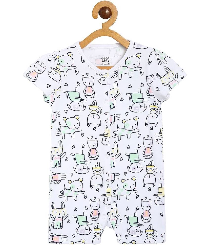 MINI KLUB - Multi Color Cotton Rompers For Baby Girl ( Pack of 2 )