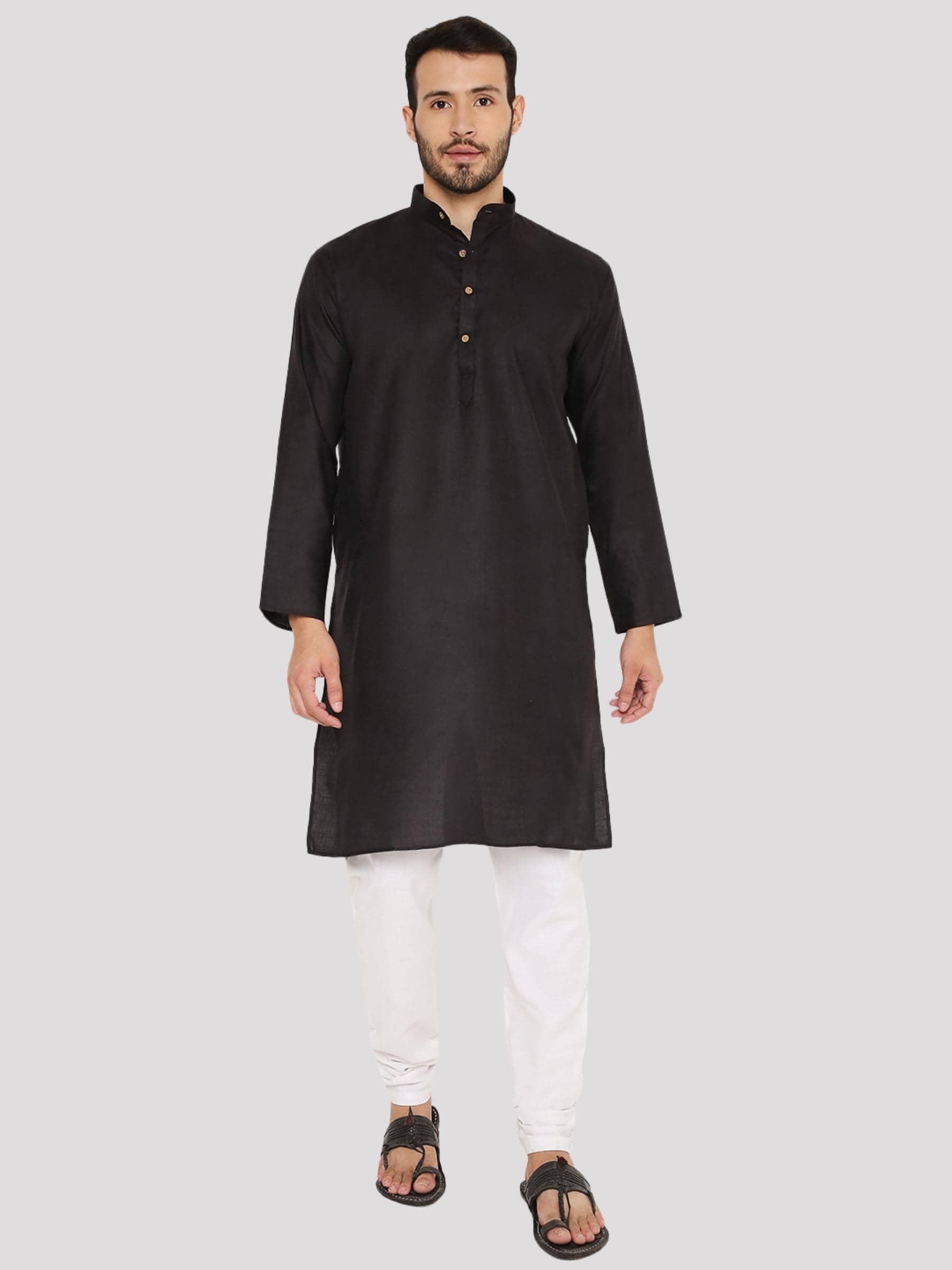 Maharaja - Black Cotton Regular Fit Men's Kurta Pyjama Set ( Pack of 1 ) - Kurtas & Kurta Sets | Buy online on ZillyBuy