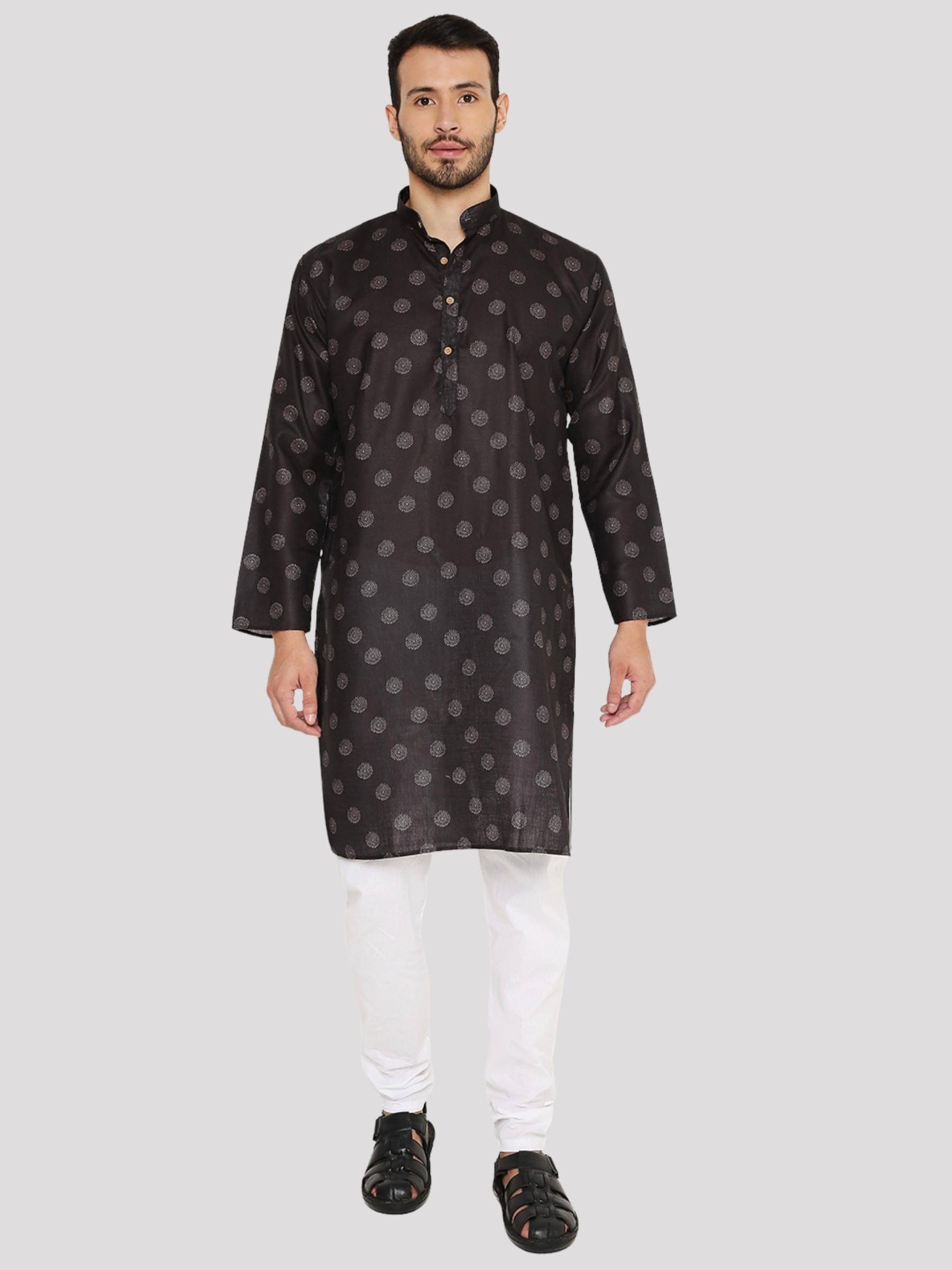     			Maharaja - Black Linen Regular Fit Men's Kurta Pyjama Set ( Pack of 1 )