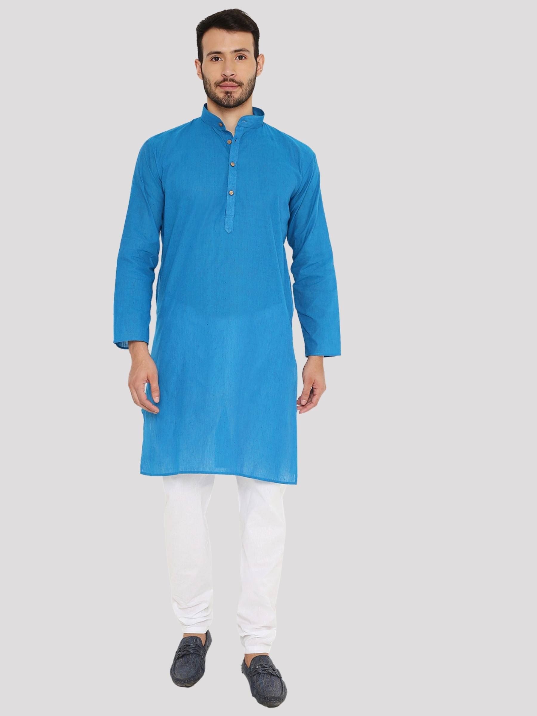 Maharaja - Blue Cotton Regular Fit Men's Kurta Pyjama Set ( Pack of 1 ) Maharaja - Blue Cotton Regular Fit Men's Kurta Pyjama Set ( Pack of 1 )