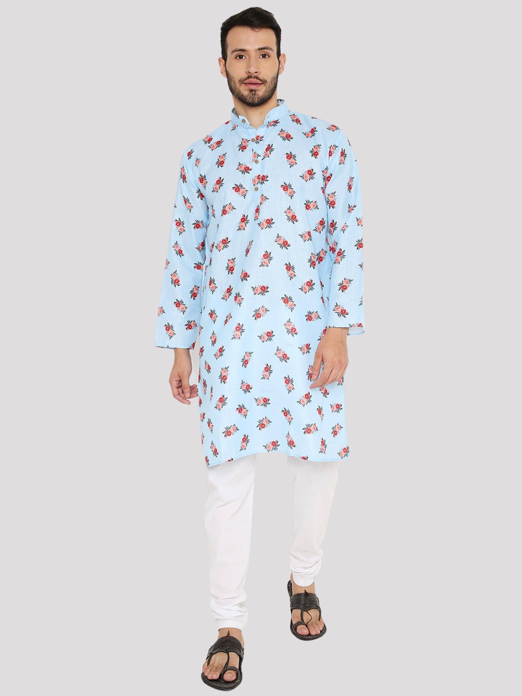     			Maharaja - Blue Linen Regular Fit Men's Kurta Pyjama Set ( Pack of 1 )